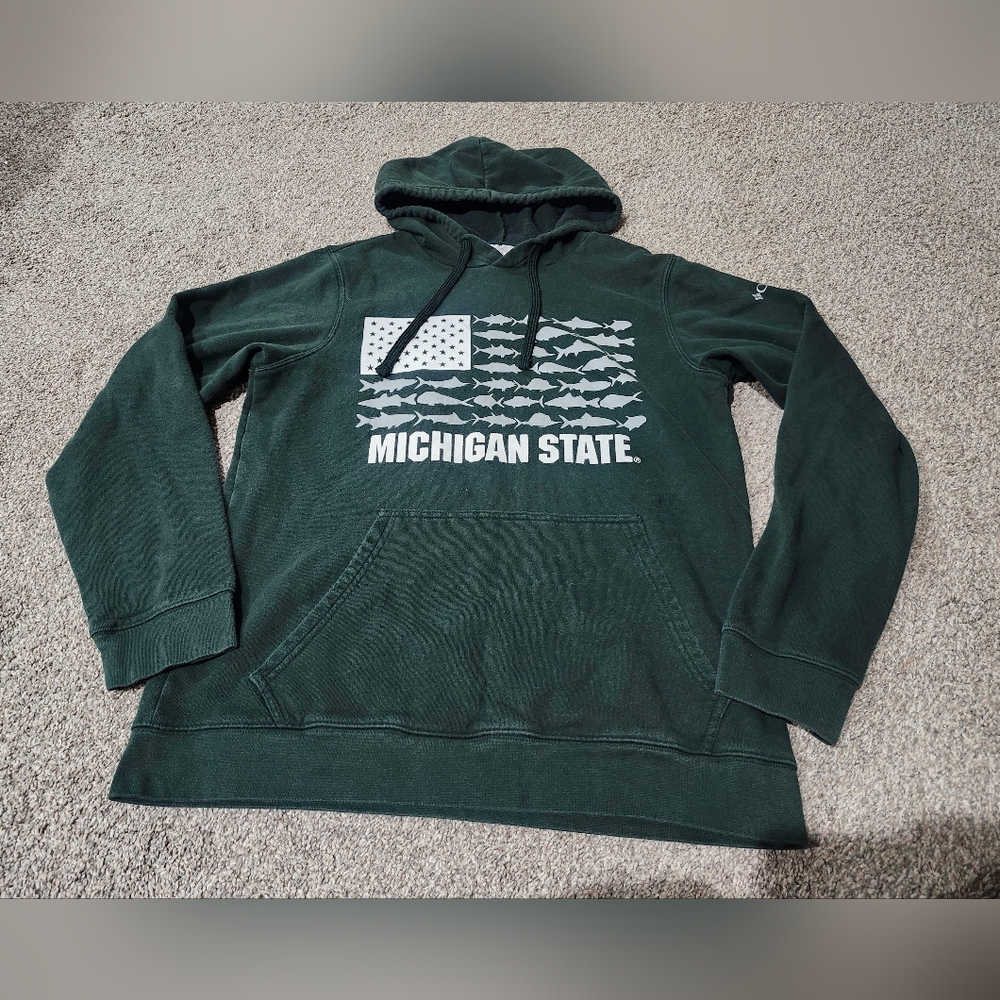 Columbia Dark Green Michigan State Crewneck Hoodie